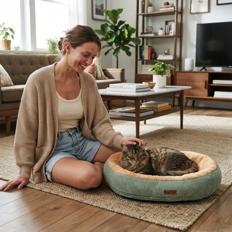 Coussin à Chat vert