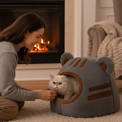 Niche pour Chat Gris