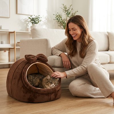 Niche pour Chat marron