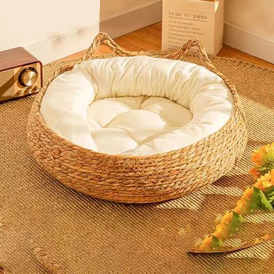 Panier osier Chat